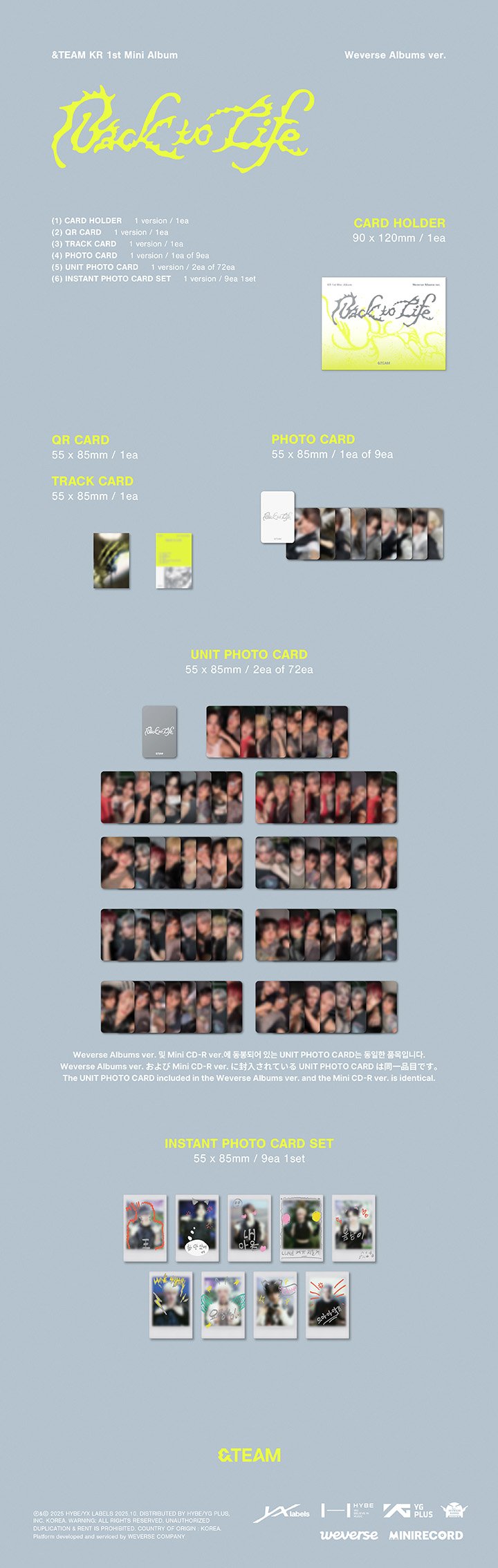 KR 1st Mini Album Caja 'Back to Life' Photocard (Álbumes de Weverse ver.) - Image 2